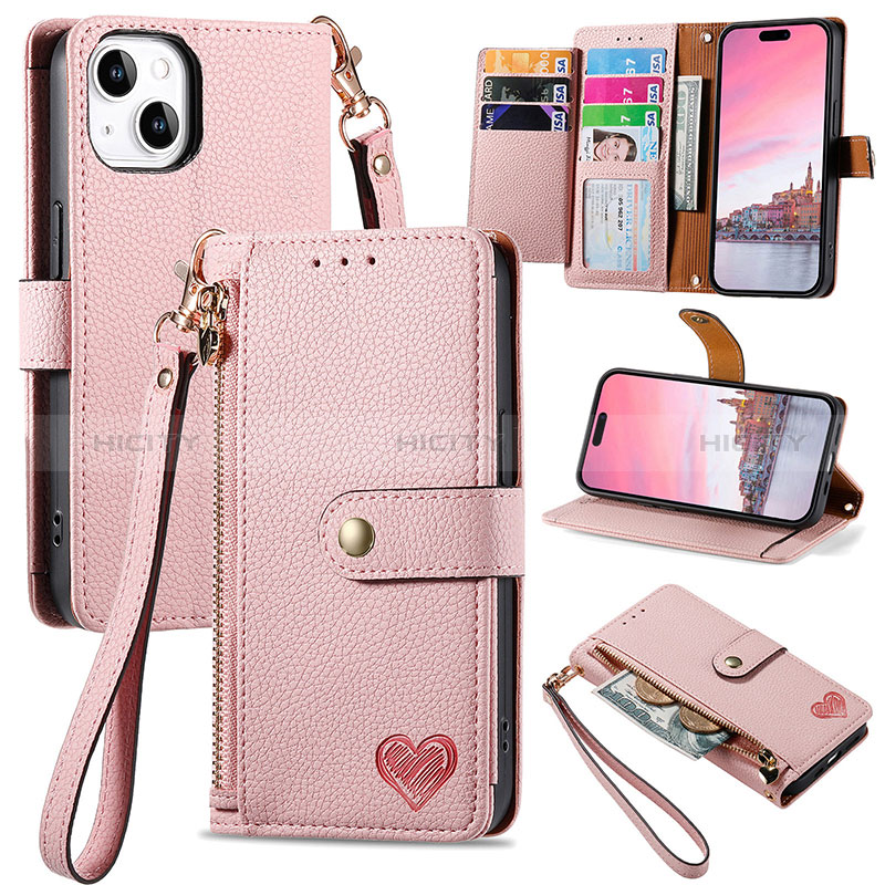 Funda de Cuero Cartera con Soporte Carcasa S07D para Apple iPhone 13