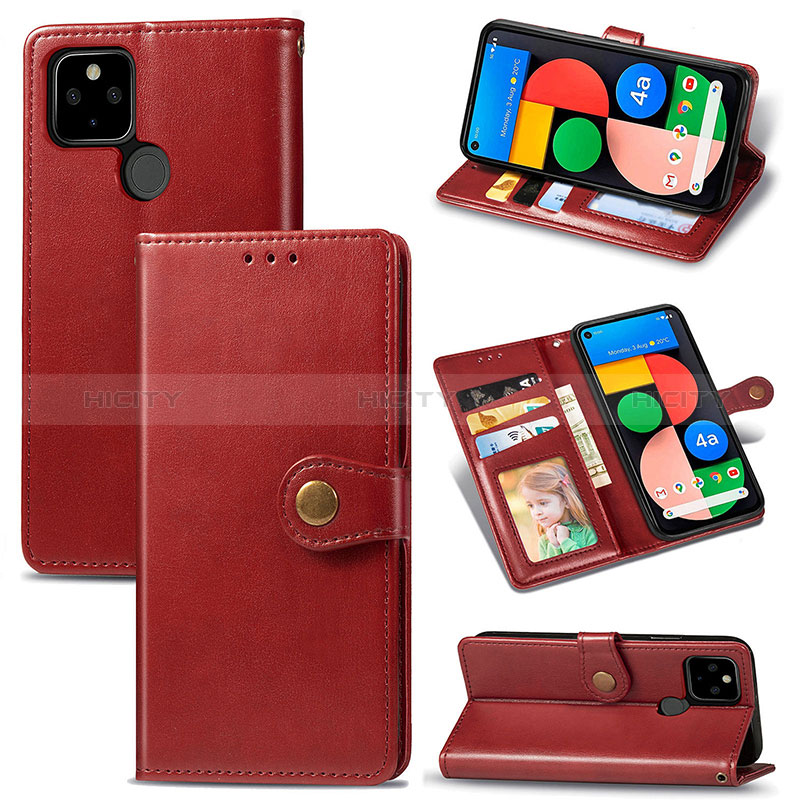 Funda de Cuero Cartera con Soporte Carcasa S07D para Google Pixel 4a 5G