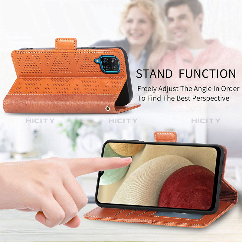 Funda de Cuero Cartera con Soporte Carcasa S07D para Samsung Galaxy M12