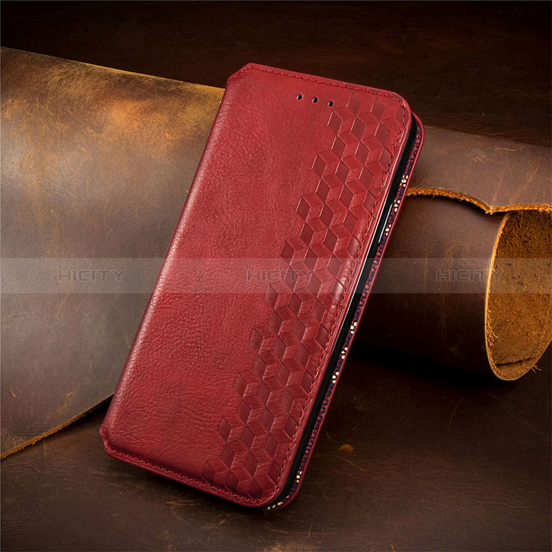 Funda de Cuero Cartera con Soporte Carcasa S09D para Google Pixel 5 XL 5G Rojo