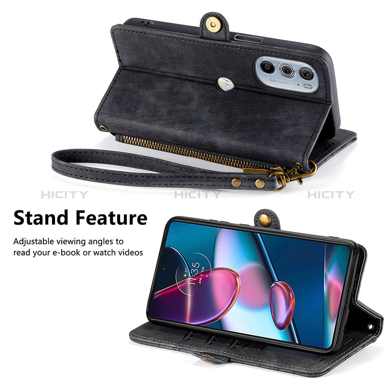 Funda de Cuero Cartera con Soporte Carcasa S18D para Motorola Moto Edge Plus (2022) 5G