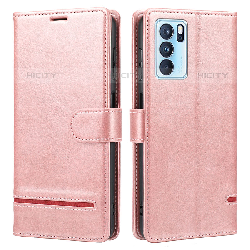 Funda de Cuero Cartera con Soporte Carcasa SY1 para Oppo Reno6 Pro 5G India Rosa