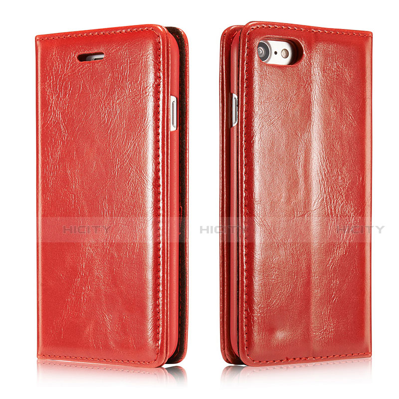 Funda de Cuero Cartera con Soporte Carcasa T01 para Apple iPhone SE (2020) Rojo