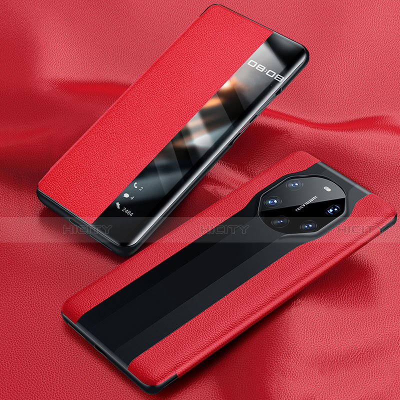 Funda de Cuero Cartera con Soporte Carcasa T01 para Huawei Mate 40 RS Rojo