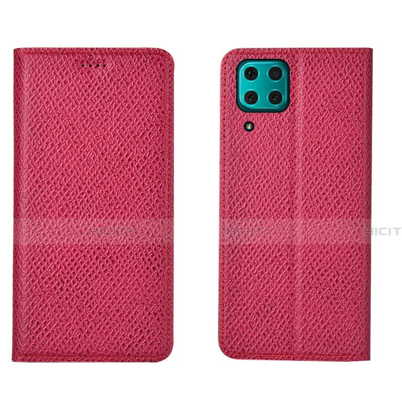 Funda de Cuero Cartera con Soporte Carcasa T01 para Huawei P40 Lite Rosa Roja