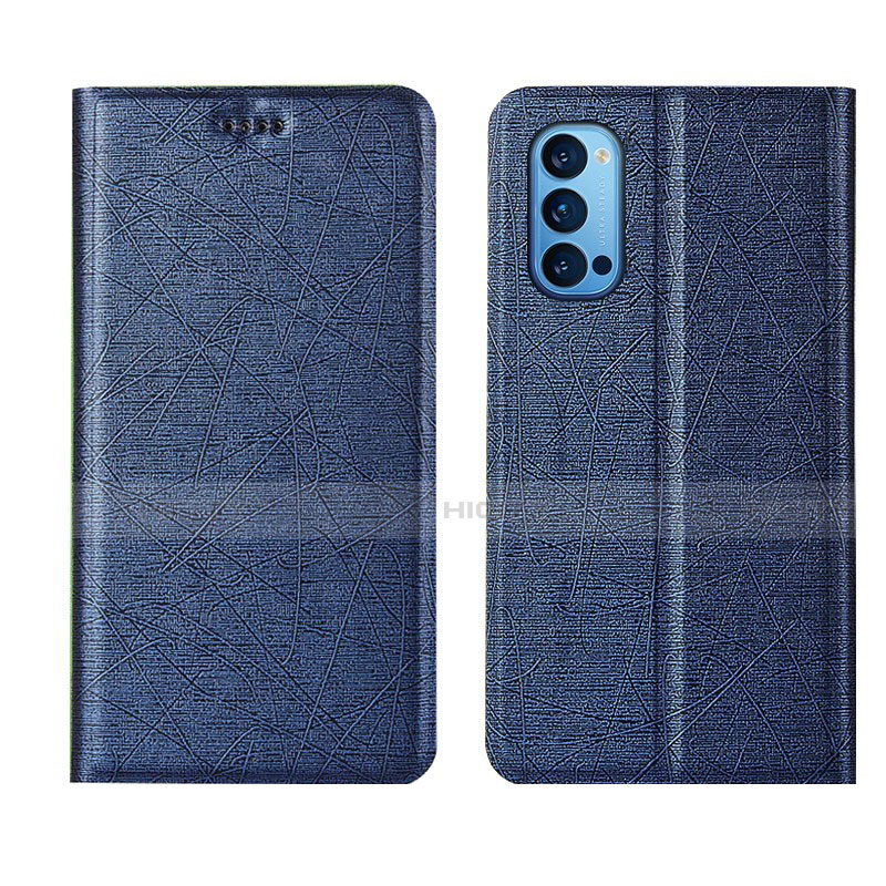 Funda de Cuero Cartera con Soporte Carcasa T01 para Oppo Reno4 Pro 5G Azul