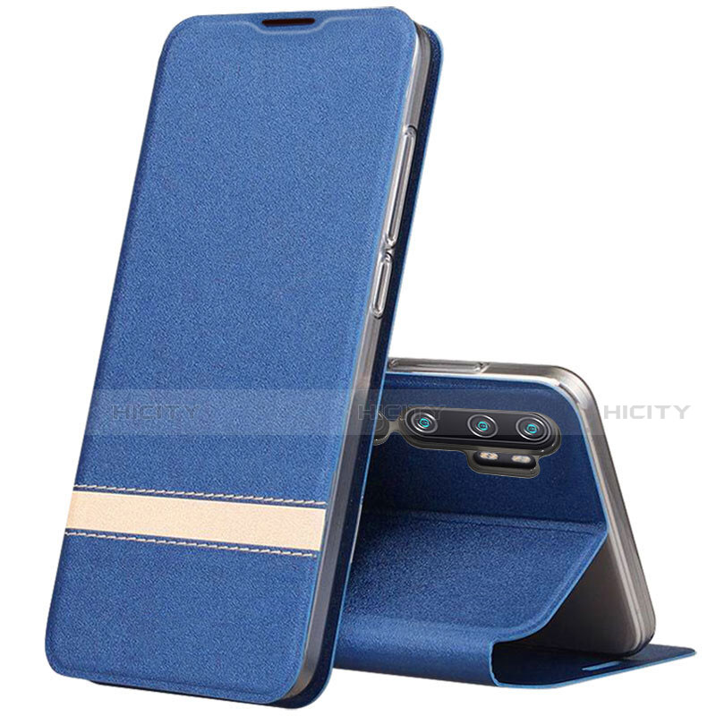 Funda de Cuero Cartera con Soporte Carcasa T01 para Xiaomi Mi Note 10 Azul