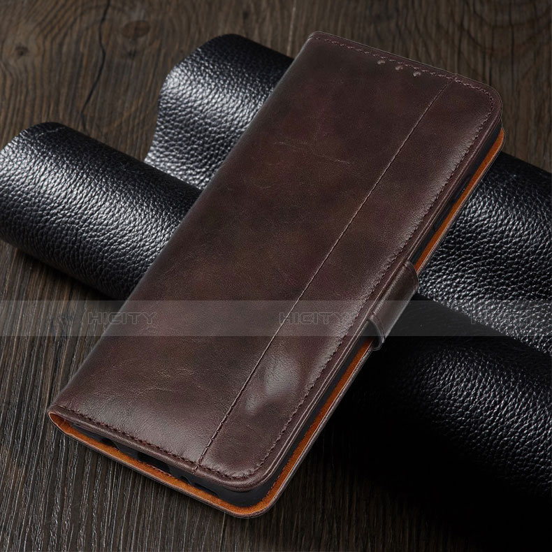 Funda de Cuero Cartera con Soporte Carcasa T01 para Xiaomi Redmi Note 9 Pro Marron