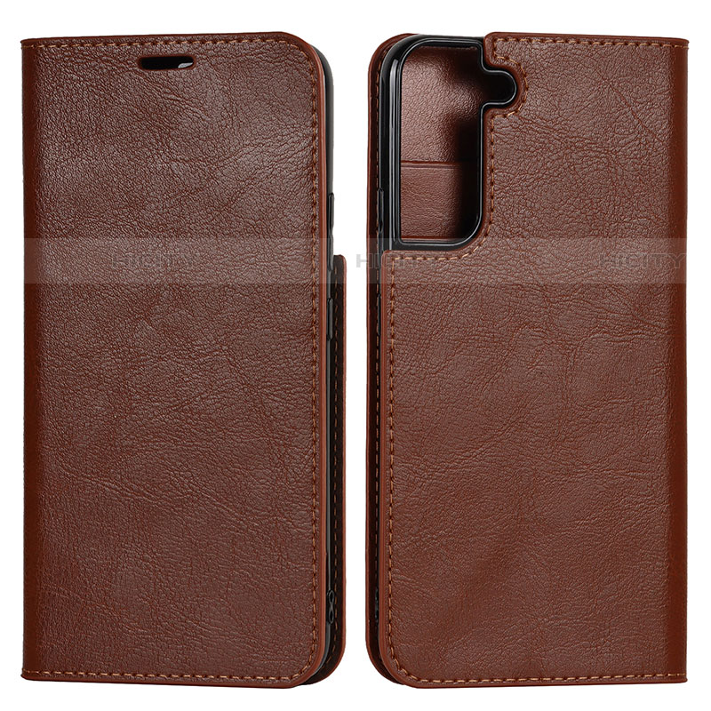 Funda de Cuero Cartera con Soporte Carcasa T01D para Samsung Galaxy S21 5G Marron Claro