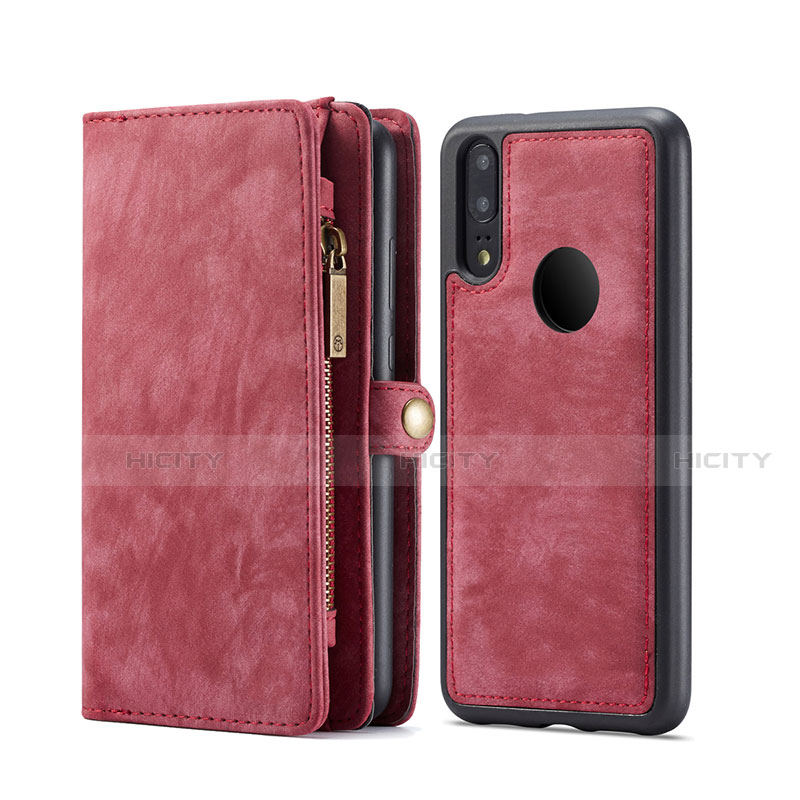 Funda de Cuero Cartera con Soporte Carcasa T02 para Huawei P20 Lite Rojo