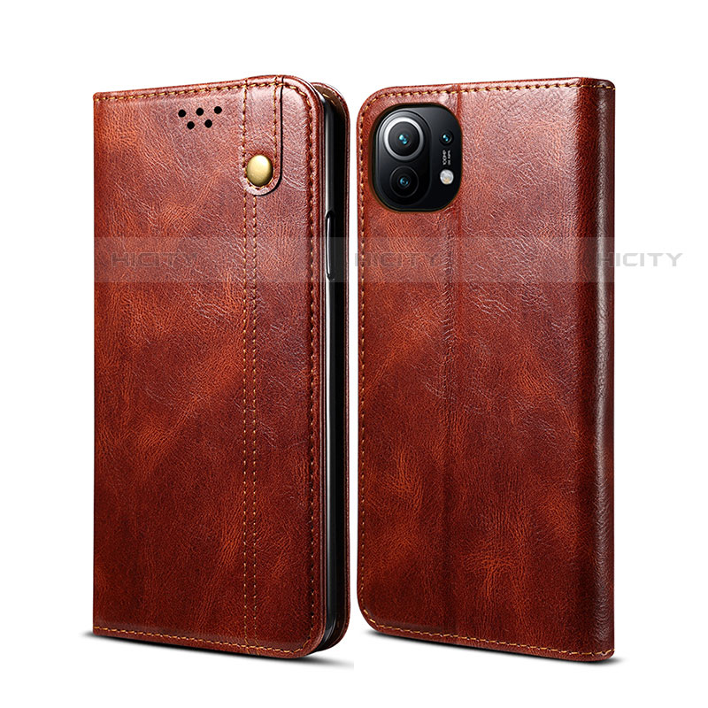 Funda de Cuero Cartera con Soporte Carcasa T02 para Xiaomi Mi 11 Lite 4G Marron