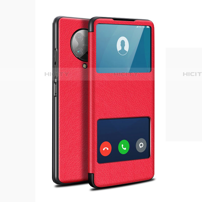 Funda de Cuero Cartera con Soporte Carcasa T02 para Xiaomi Poco F2 Pro Rojo