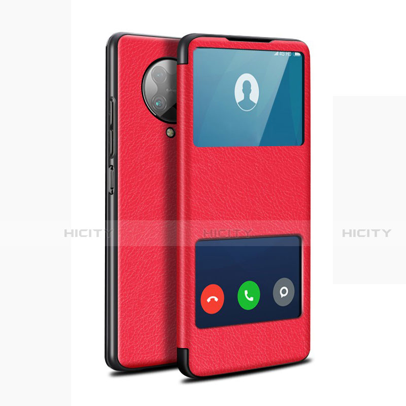 Funda de Cuero Cartera con Soporte Carcasa T02 para Xiaomi Redmi K30 Pro Zoom Rojo