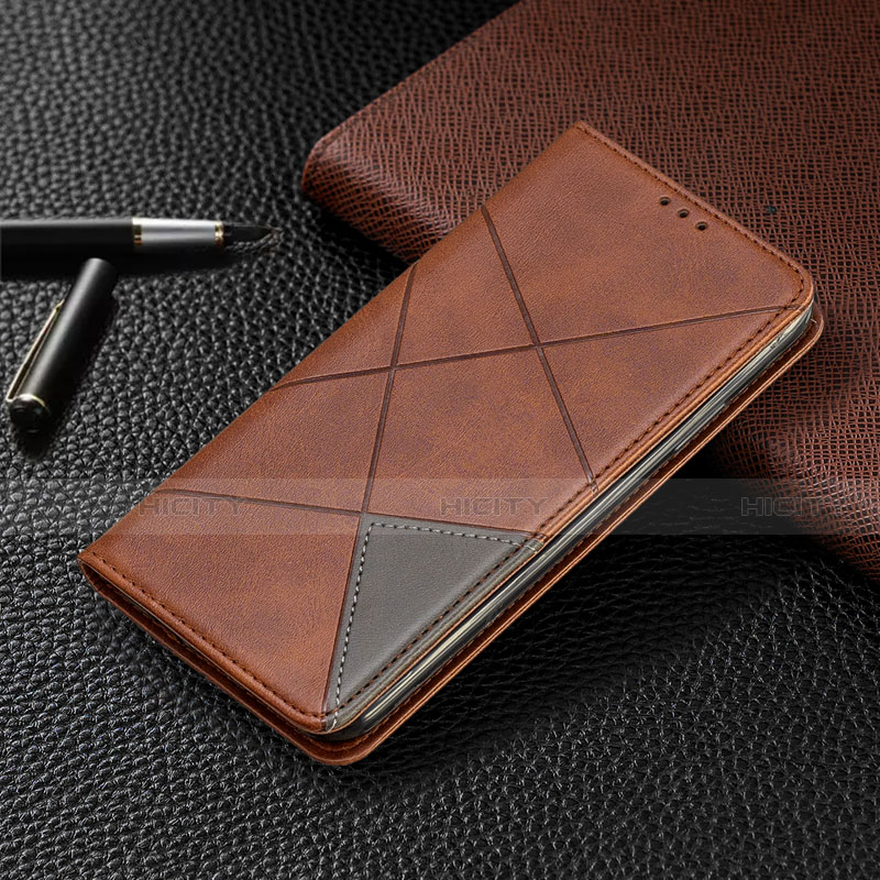 Funda de Cuero Cartera con Soporte Carcasa T02 para Xiaomi Redmi Note 9 Pro Marron