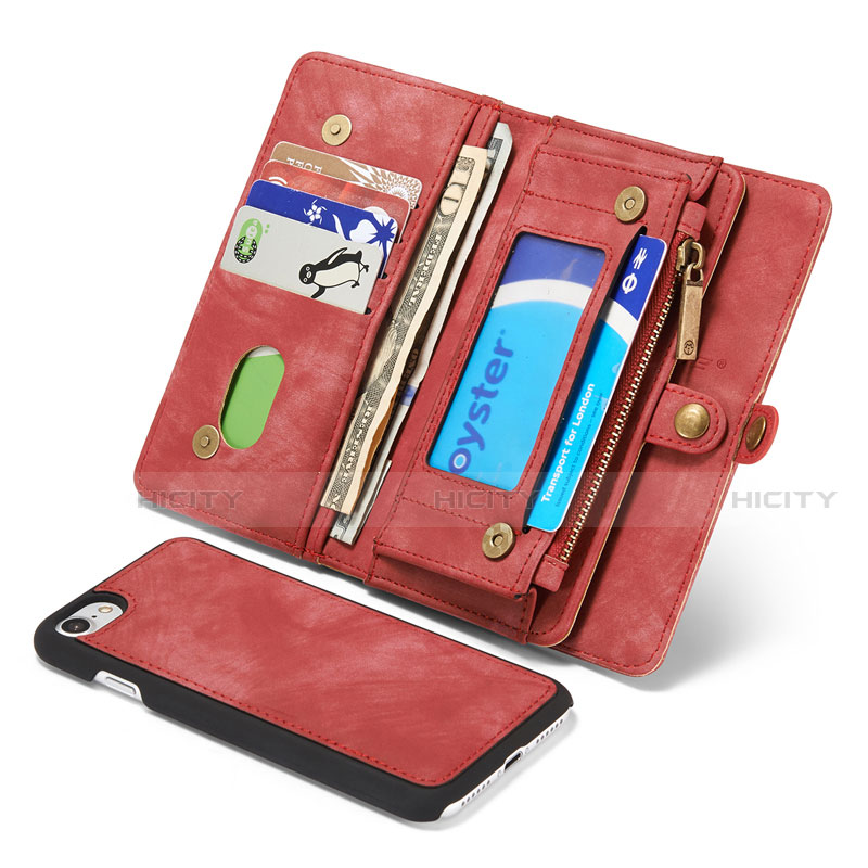 Funda de Cuero Cartera con Soporte Carcasa T03 para Apple iPhone SE (2020) Rojo