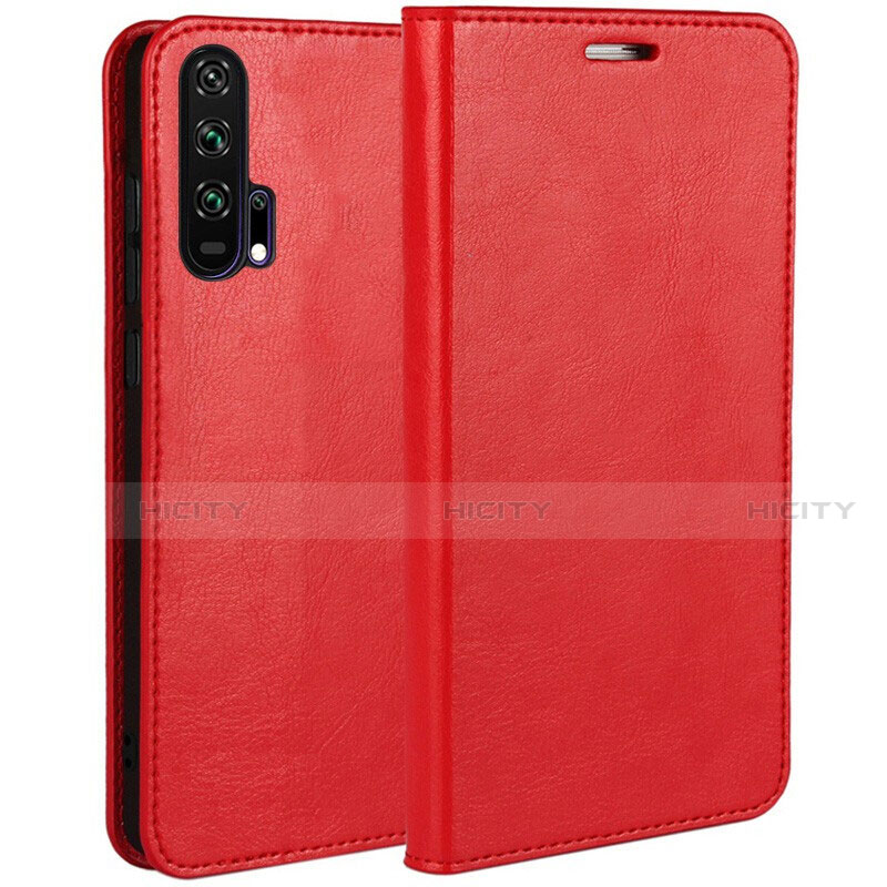 Funda de Cuero Cartera con Soporte Carcasa T03 para Huawei Honor 20 Pro Rojo