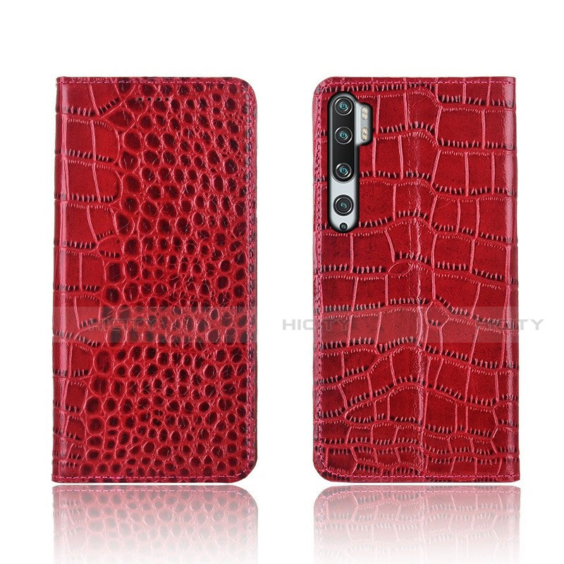 Funda de Cuero Cartera con Soporte Carcasa T03 para Xiaomi Mi Note 10 Rojo