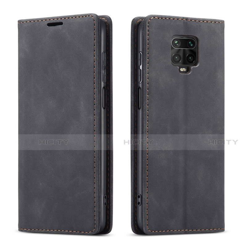 Funda de Cuero Cartera con Soporte Carcasa T03 para Xiaomi Redmi Note 9 Pro Negro