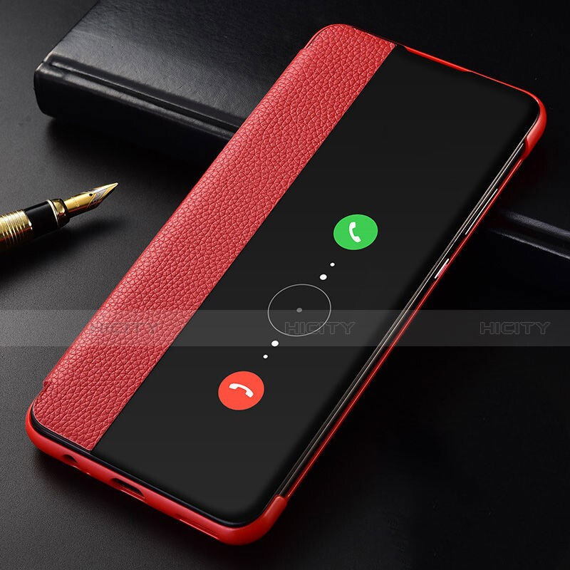 Funda de Cuero Cartera con Soporte Carcasa T04 para Huawei Mate 30 5G Rojo