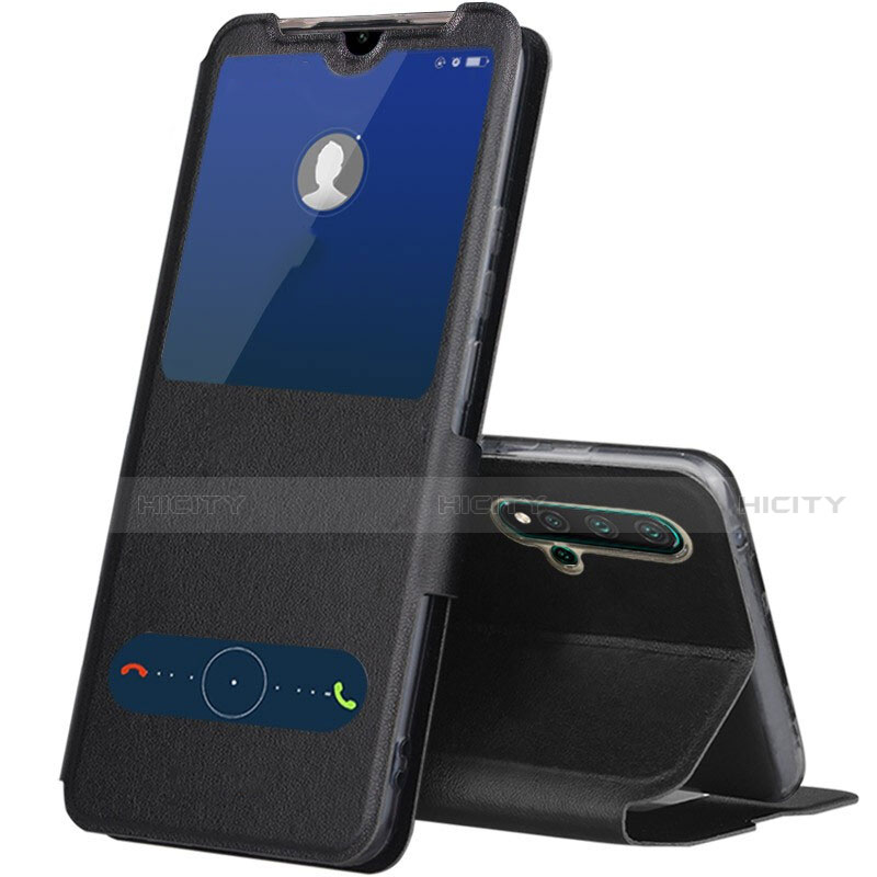 Funda de Cuero Cartera con Soporte Carcasa T04 para Huawei Nova 5 Pro Negro