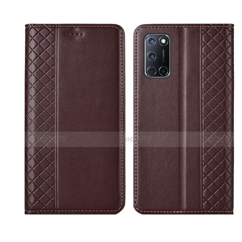 Funda de Cuero Cartera con Soporte Carcasa T04 para Oppo A72 Marron