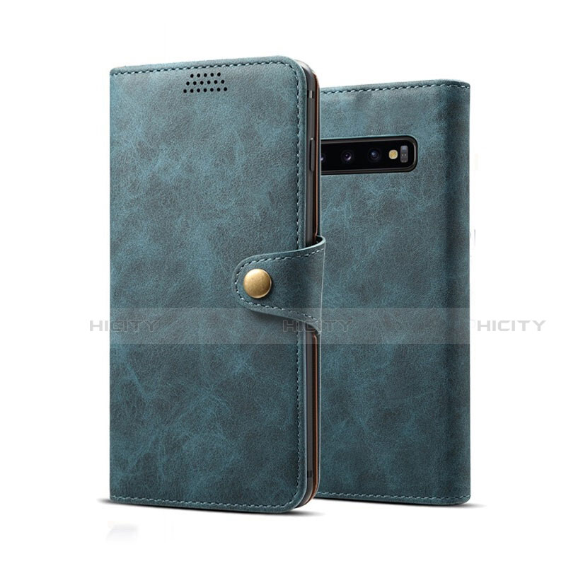 Funda de Cuero Cartera con Soporte Carcasa T04 para Samsung Galaxy S10 Plus Azul