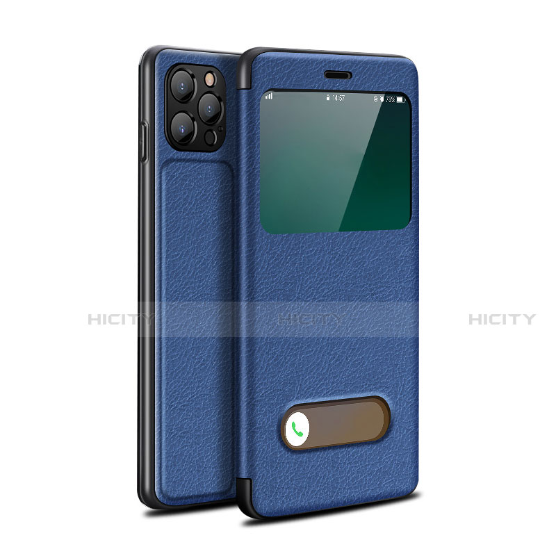 Funda de Cuero Cartera con Soporte Carcasa T05 para Apple iPhone 12 Pro Azul