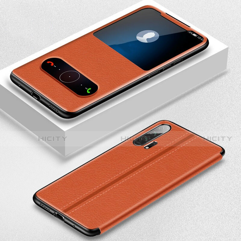 Funda de Cuero Cartera con Soporte Carcasa T05 para Huawei Honor 20 Pro Naranja