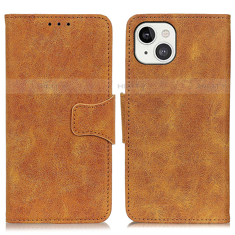 Funda de Cuero Cartera con Soporte Carcasa T06 para Apple iPhone 13 Mini Marron Claro