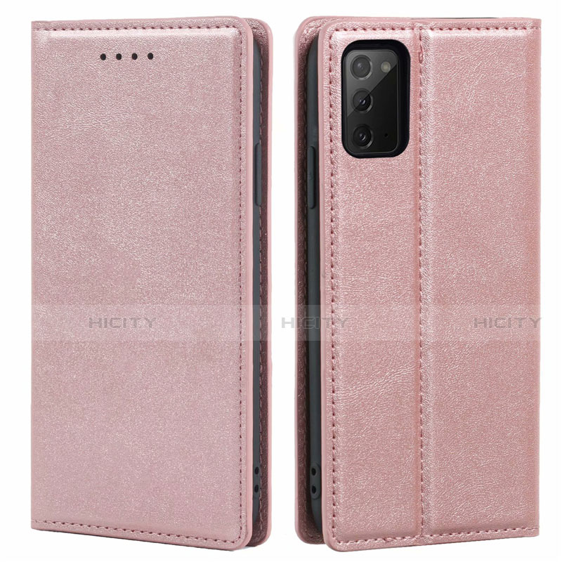 Funda de Cuero Cartera con Soporte Carcasa T06 para Samsung Galaxy Note 20 5G Oro Rosa