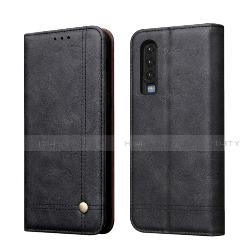 Funda de Cuero Cartera con Soporte Carcasa T07 para Huawei P30 Negro