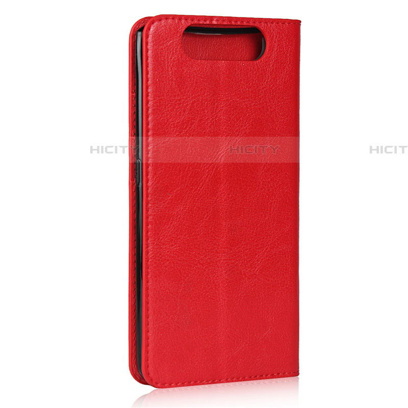 Funda de Cuero Cartera con Soporte Carcasa T07 para Samsung Galaxy A80 Rojo