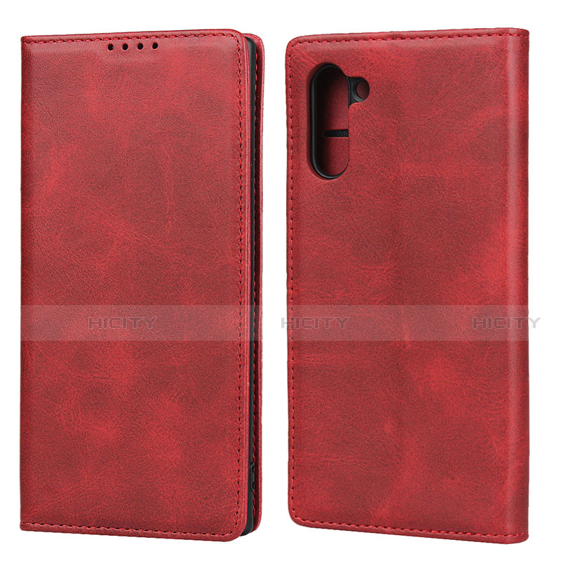 Funda de Cuero Cartera con Soporte Carcasa T07 para Samsung Galaxy Note 10 5G Rojo