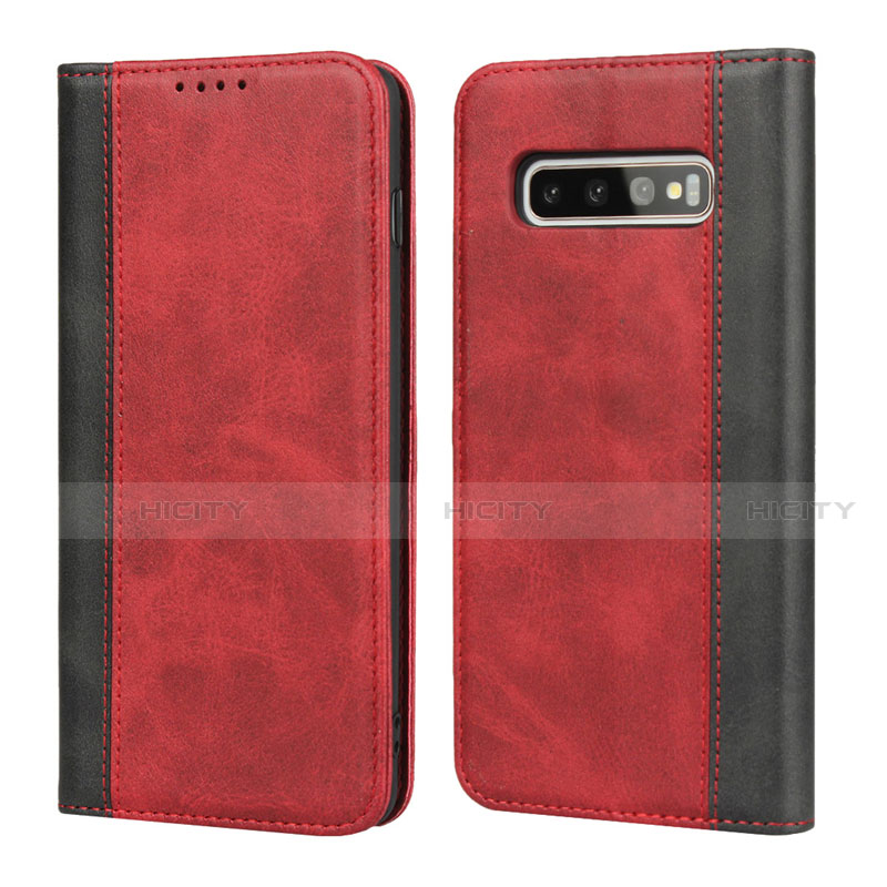Funda de Cuero Cartera con Soporte Carcasa T07 para Samsung Galaxy S10 Plus Rojo