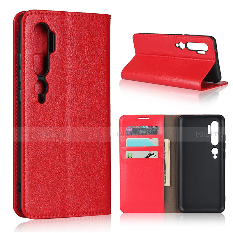 Funda de Cuero Cartera con Soporte Carcasa T07 para Xiaomi Mi Note 10 Rojo