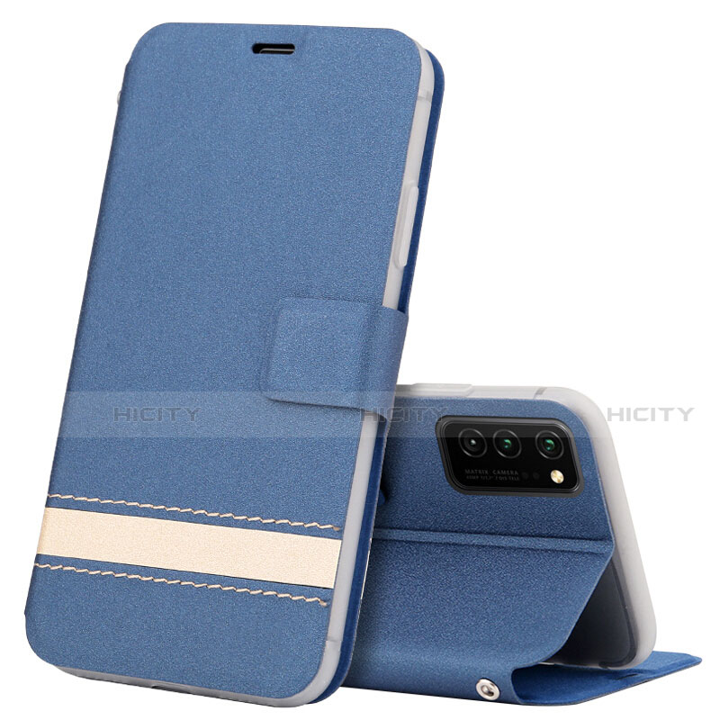 Funda de Cuero Cartera con Soporte Carcasa T08 para Huawei Honor V30 Pro 5G Azul