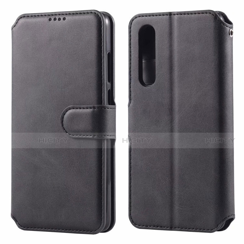 Funda de Cuero Cartera con Soporte Carcasa T08 para Huawei P30 Negro