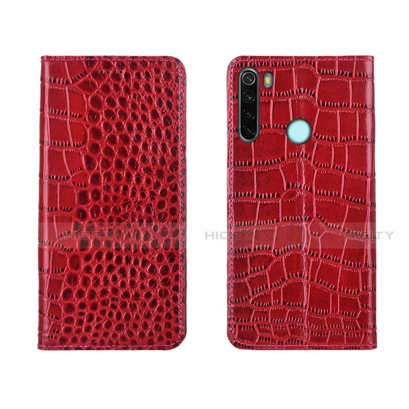 Funda de Cuero Cartera con Soporte Carcasa T08 para Xiaomi Redmi Note 8 Rojo