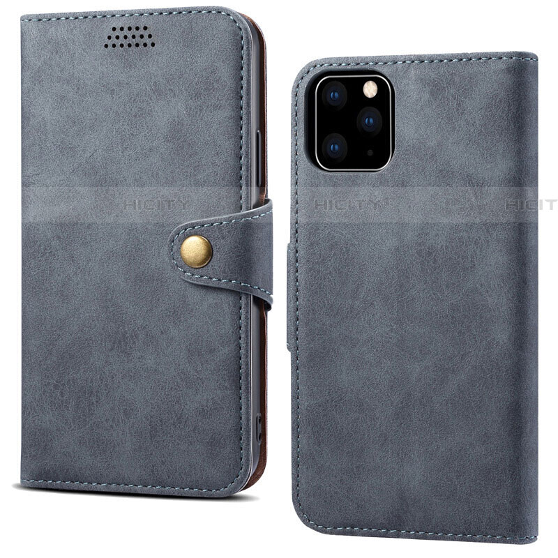 Funda de Cuero Cartera con Soporte Carcasa T09 para Apple iPhone 11 Pro Max Gris