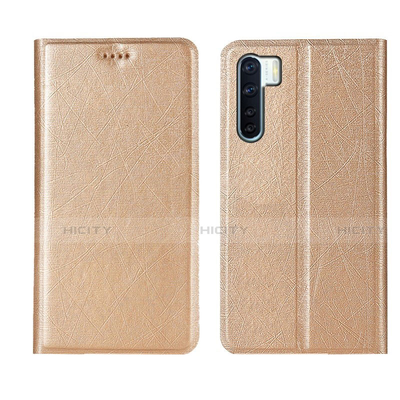 Funda de Cuero Cartera con Soporte Carcasa T09 para Oppo Find X2 Lite Oro