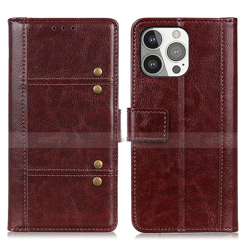 Funda de Cuero Cartera con Soporte Carcasa T10 para Apple iPhone 13 Pro Marron