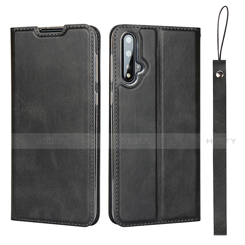 Funda de Cuero Cartera con Soporte Carcasa T10 para Huawei Nova 5 Pro Negro