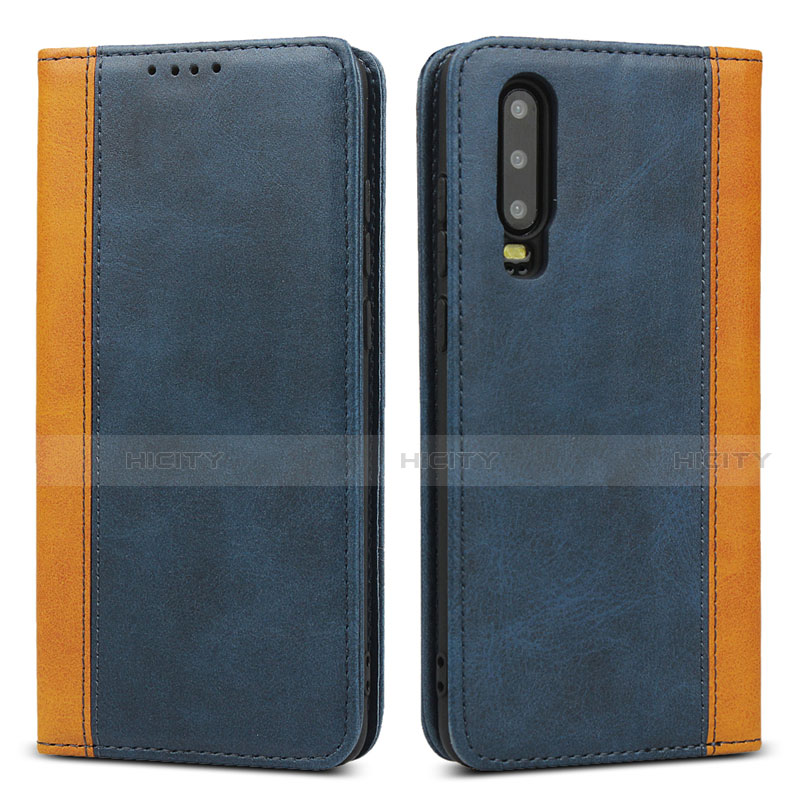 Funda de Cuero Cartera con Soporte Carcasa T10 para Huawei P30 Azul