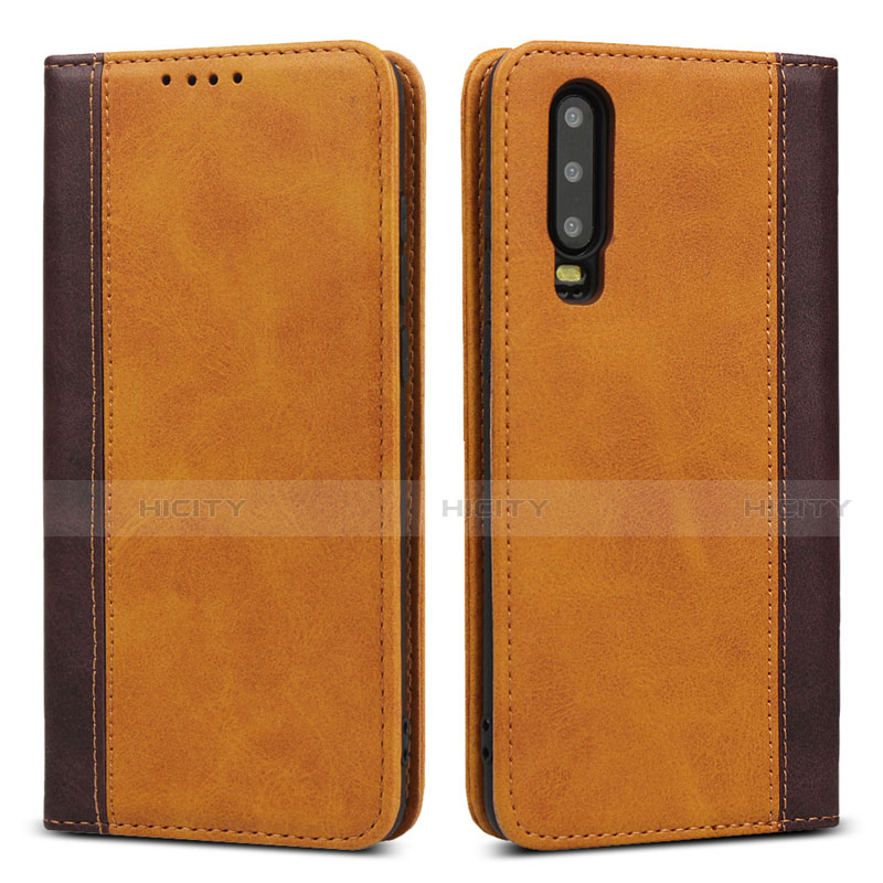 Funda de Cuero Cartera con Soporte Carcasa T10 para Huawei P30 Naranja