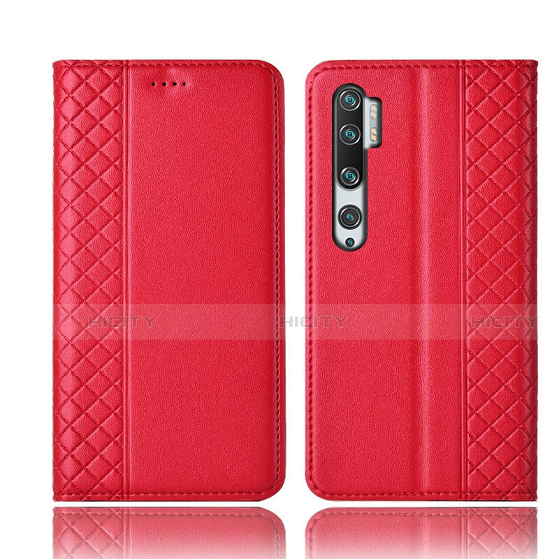 Funda de Cuero Cartera con Soporte Carcasa T10 para Xiaomi Mi Note 10 Pro Rojo