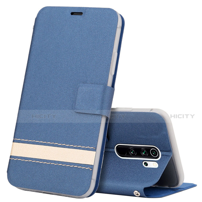 Funda de Cuero Cartera con Soporte Carcasa T10 para Xiaomi Redmi Note 8 Pro Azul