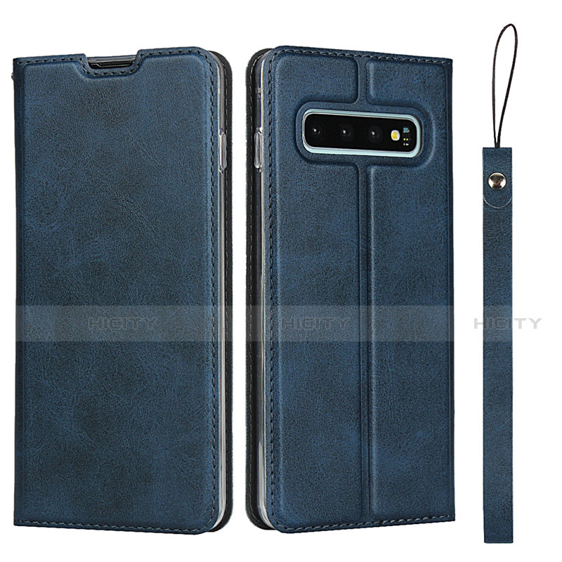 Funda de Cuero Cartera con Soporte Carcasa T11 para Samsung Galaxy S10 Plus Azul