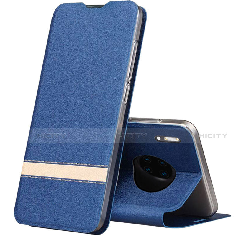 Funda de Cuero Cartera con Soporte Carcasa T12 para Huawei Mate 30 5G Azul