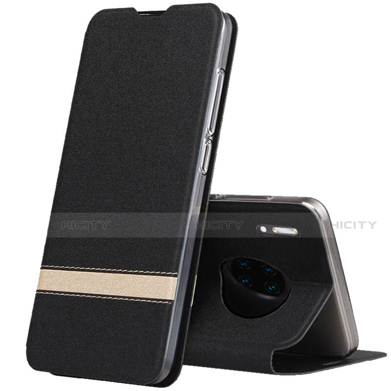 Funda de Cuero Cartera con Soporte Carcasa T12 para Huawei Mate 30 Pro 5G Negro