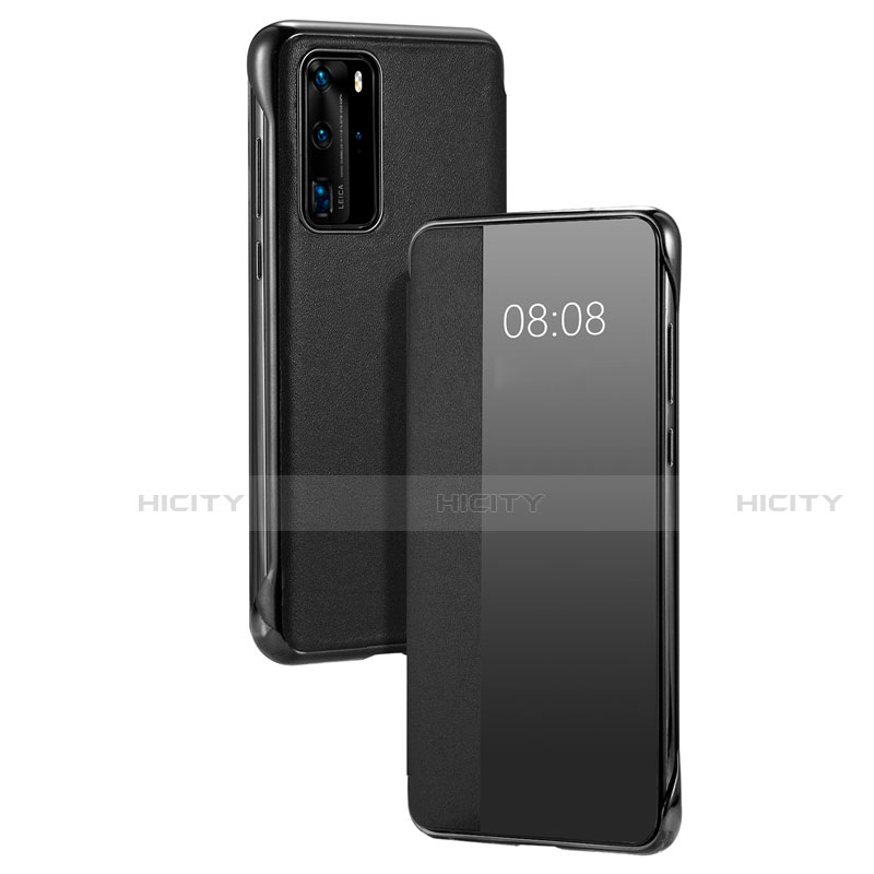 Funda de Cuero Cartera con Soporte Carcasa T12 para Huawei P40 Pro Negro